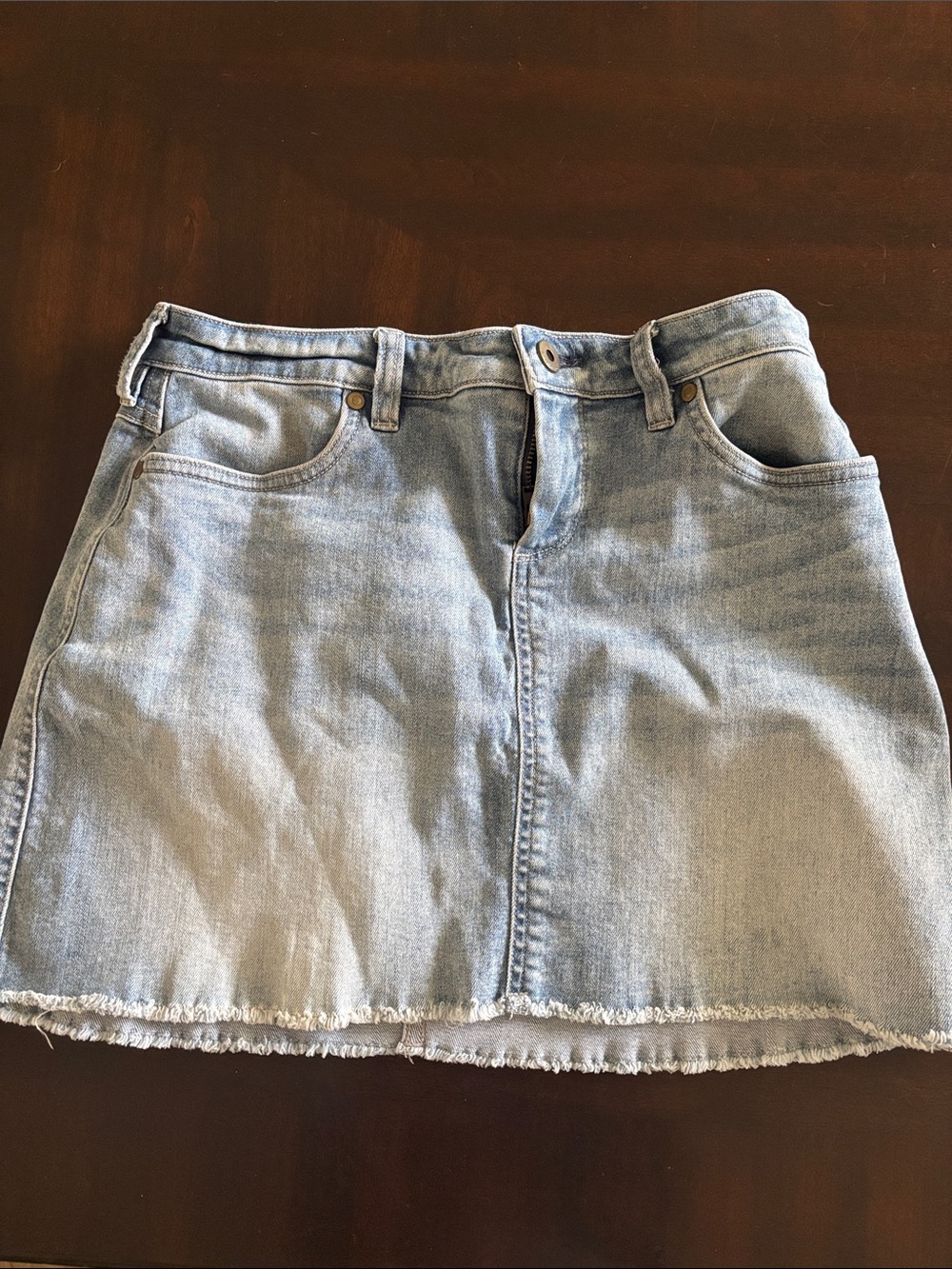 Carve Designs Light Blue Denim Mini Skirt with Frayed Hem